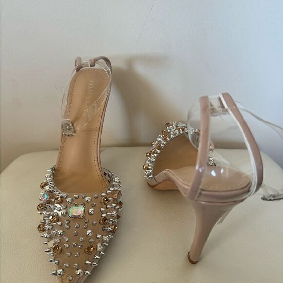 Azaela Wang Nude Ankle Strap Crystal Studded - Picture 5 of 5